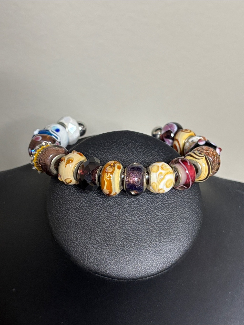Handmade Multicolor Glass Bead Cuff Bracelet - Elegant